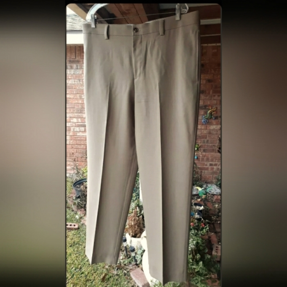 Mens W37 L32 LL BEAN All Seasons 100% WOOL ~Classic Fit~ Golden Brown Trouser